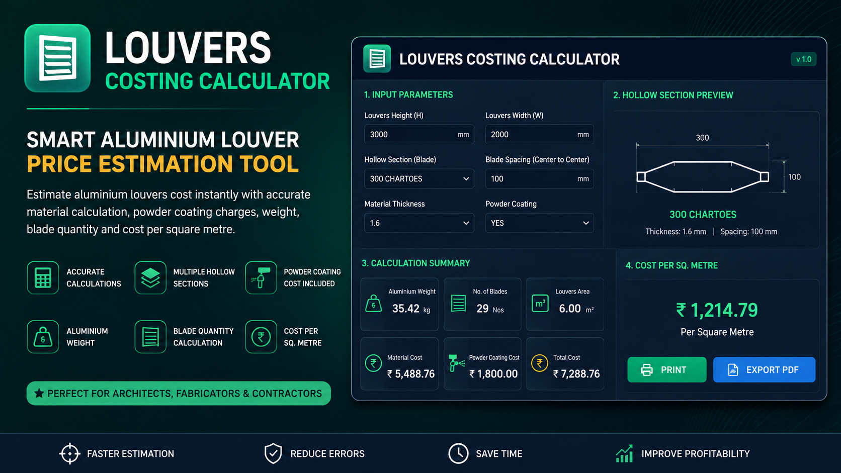 Louvers Costing Calculator