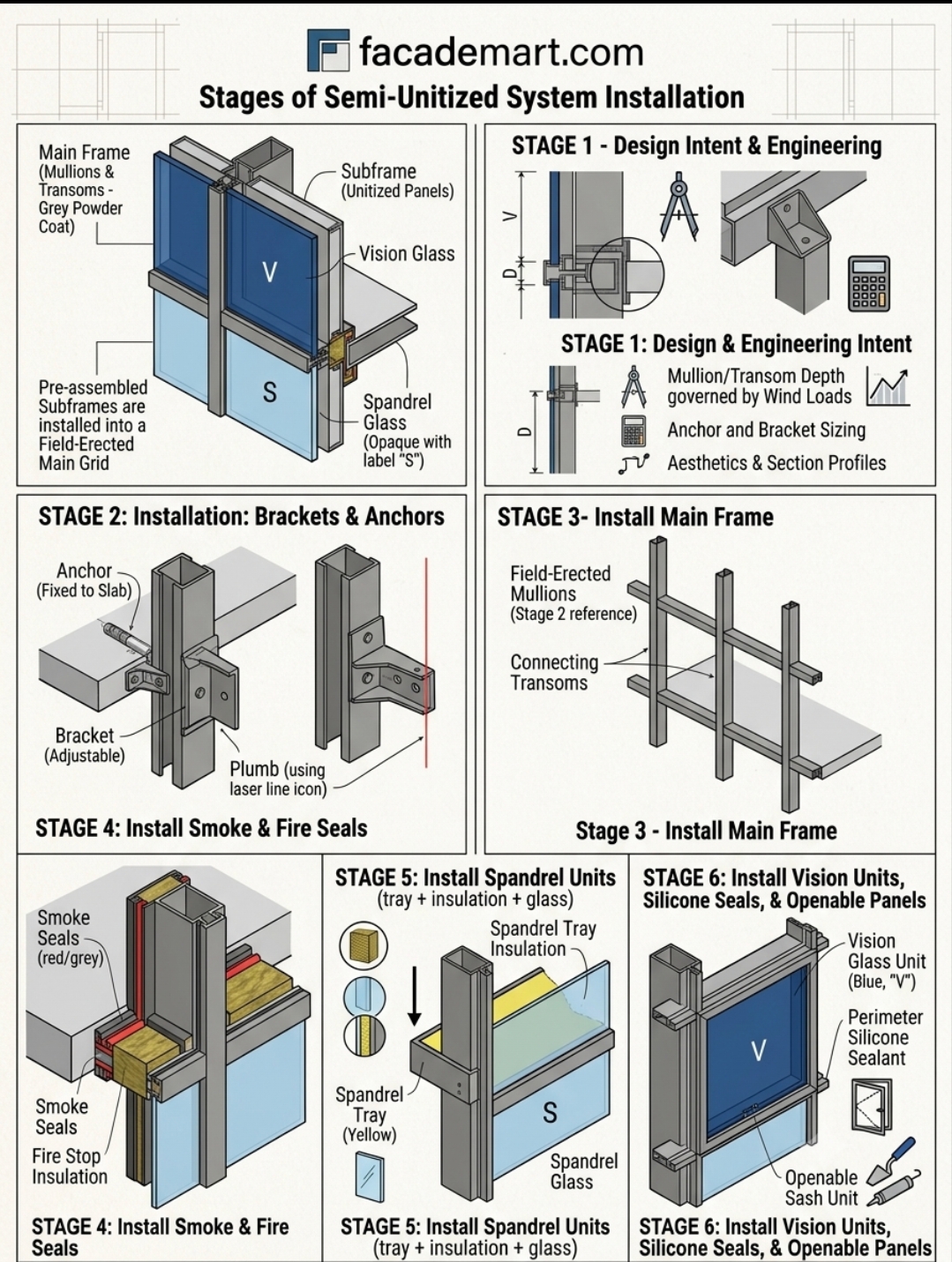 Stage of semi Unitized system Installation