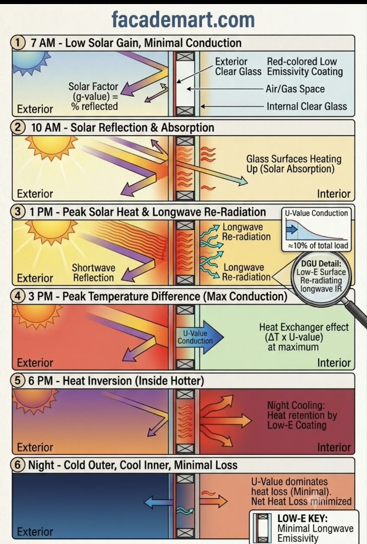 Daily Thermal Behavior of insulated Glass Unit