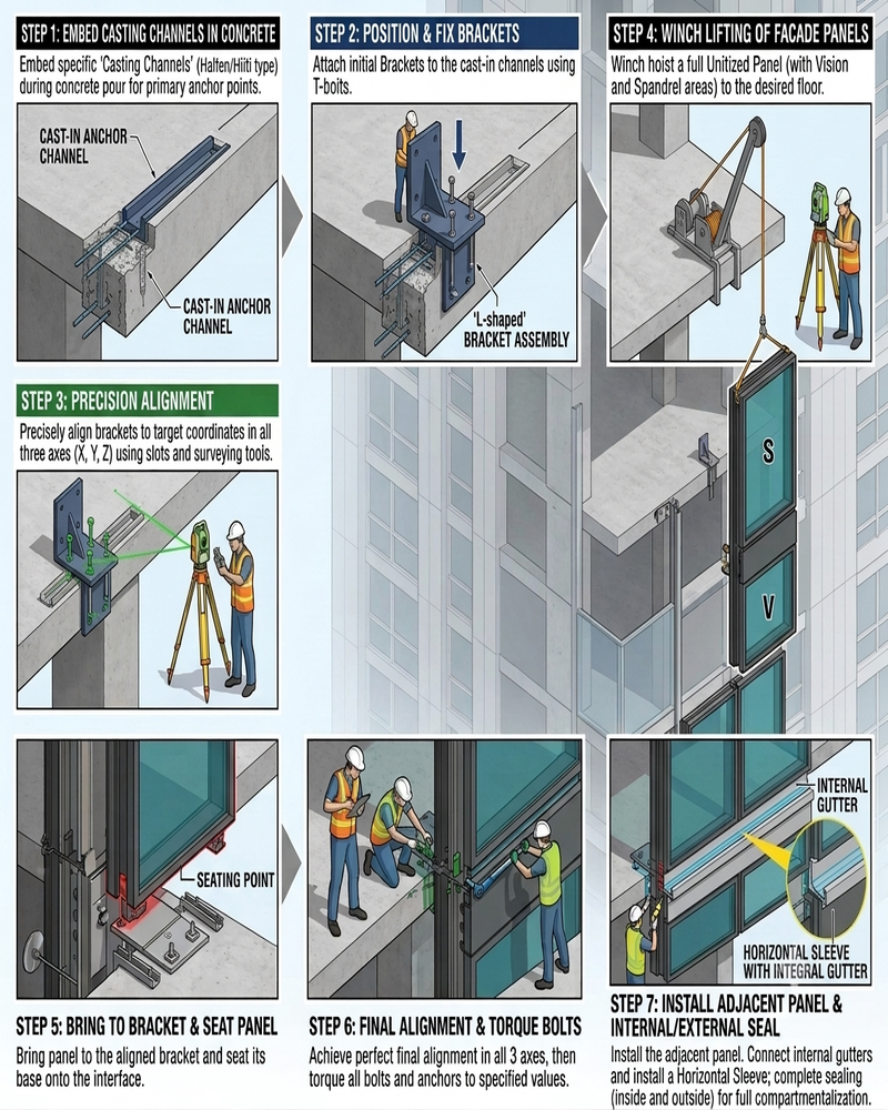 Unitized Facade Panel Installation