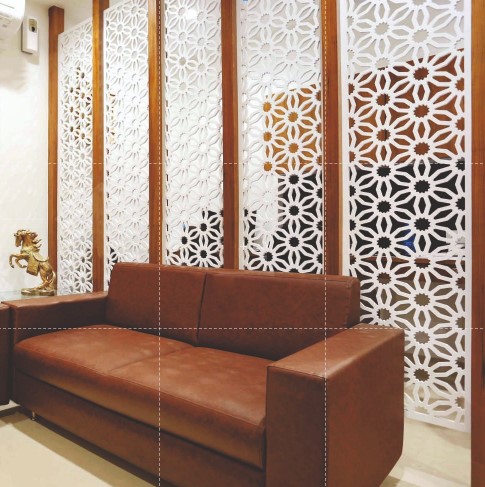 Reynobond india Alstone Wpc Art Jaali 8x4 HYBRID 6mm Frosty white