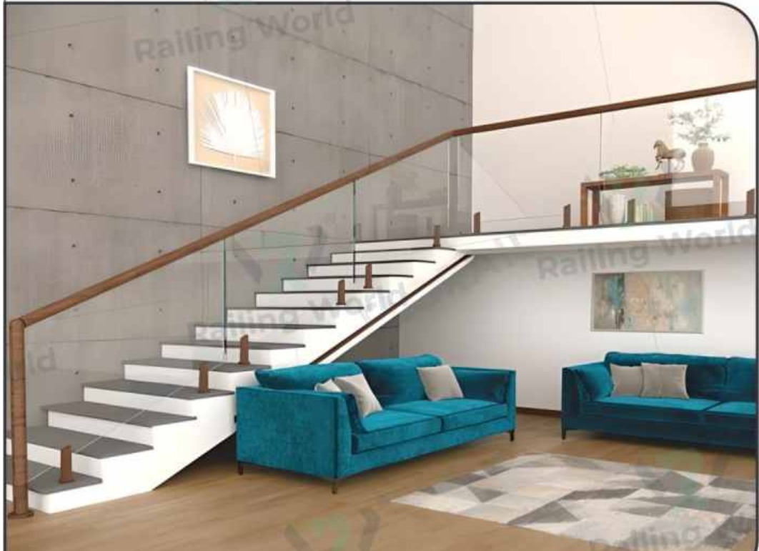 Railing World | Steel I Staircase Glass Railing I RW-35